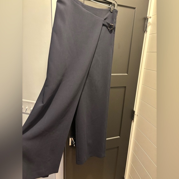 AKRIS Foss Wool Double Face Wide Leg Pants Apron Wrap Asymmetric Panel Trouser 8 - Picture 8 of 17